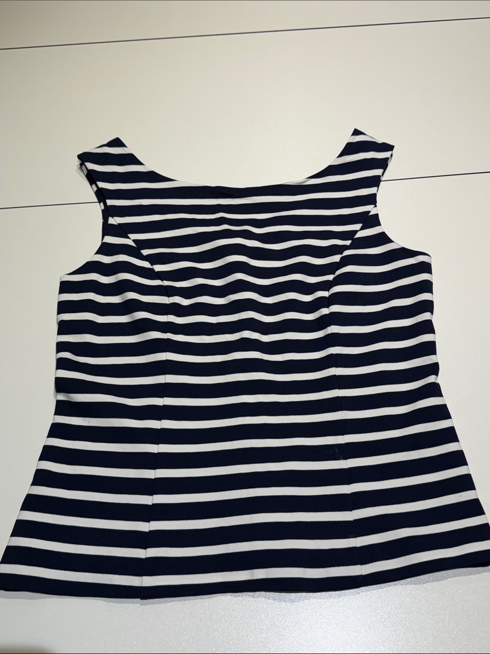 Boden Navy and White Striped Boatneck Tank 10